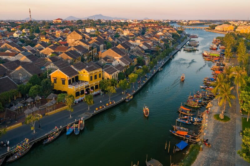 Hoi An Ancient Town with its rows of old houses and distinctive lanterns.